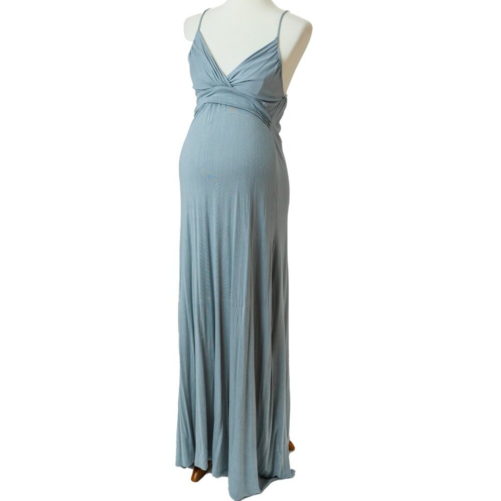 Mother Bee - Dusty Blue Maternity Gown - Spaghetti Strap, Fits Medium to XL